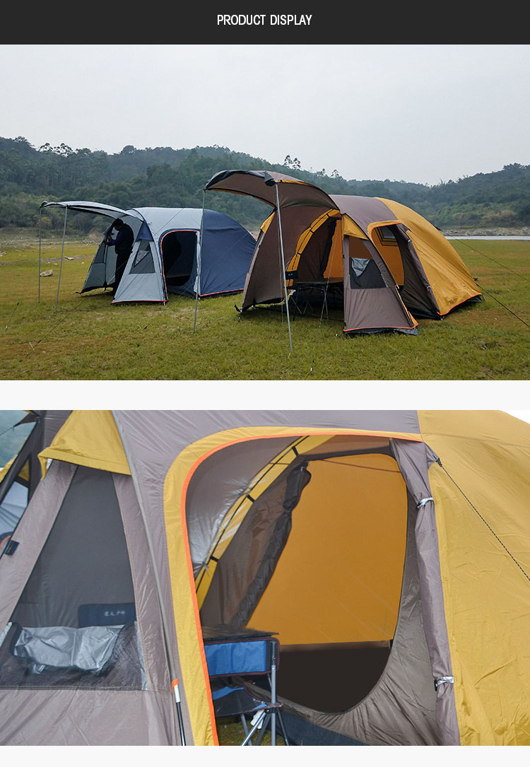 Cheap Goat Tents Extended Camping Tent One Bedroom and One Living Room Hiking Tent for 3 4 People Double Layer Waterproof Outdoor Picnic Awning   